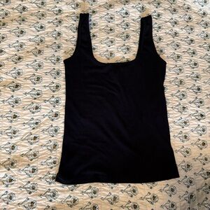 SKIMS Black Scoop Cotton Tank Top